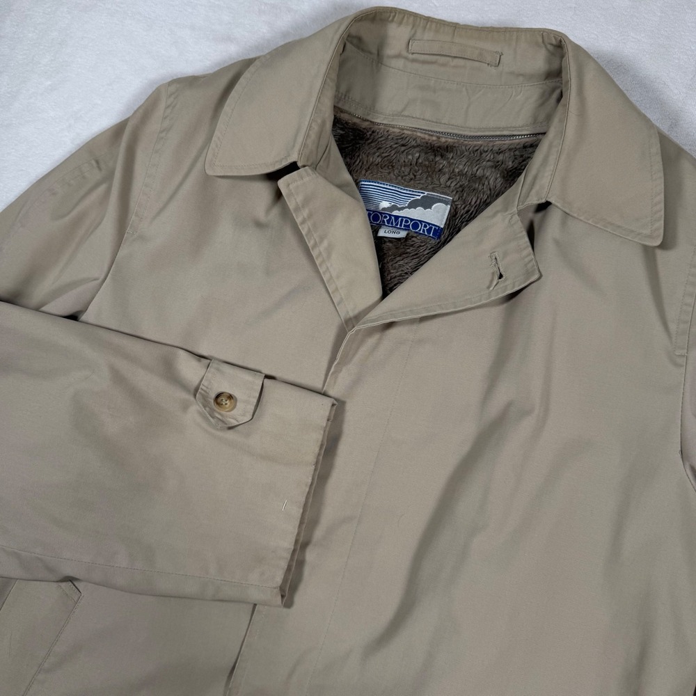 Stormport Mens Tan Lined Trench Coat Size 40 Long Classic Outerwear
